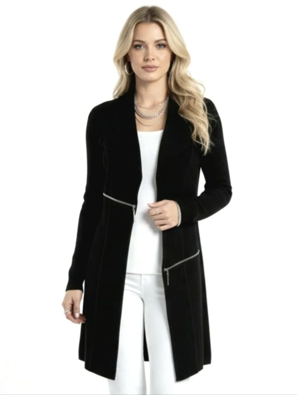 Eva Varro Barcelona Pebble Textured Knit Jacket in Black Size L - Picture 1 of 14